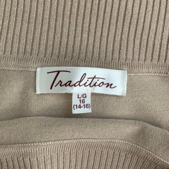 Tradition Women's Cowl Neck Sweater Top 3/4 Length Sleeve Stretch Taupe y2k - Picture 11 of 16